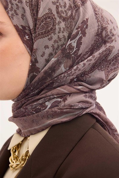 Tencel Monare Eşarp Şal Desen Mocha 90x90