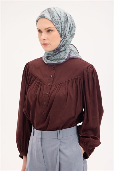 Tencel Monare Eşarp Şal Desen Pastel Yeşil 90x90
