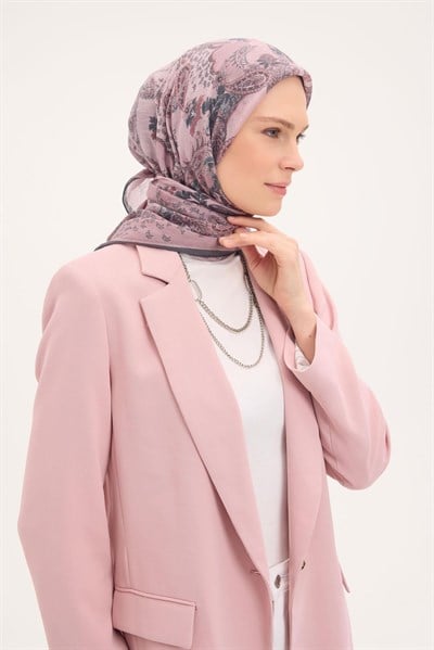 Tencel Monare Eşarp Şal Desen Pudra Vizon 90x90