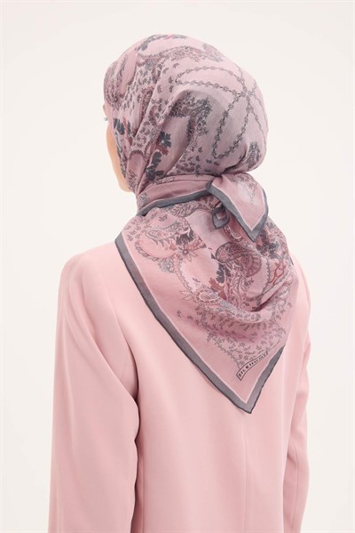 Tencel Monare Eşarp Şal Desen Pudra Vizon 90x90