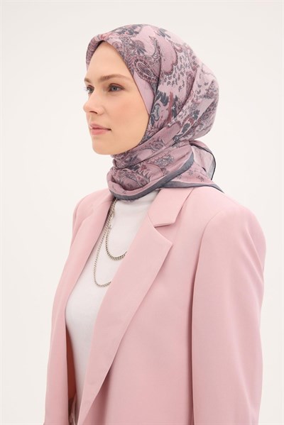 Tencel Monare Eşarp Şal Desen Pudra Vizon 90x90