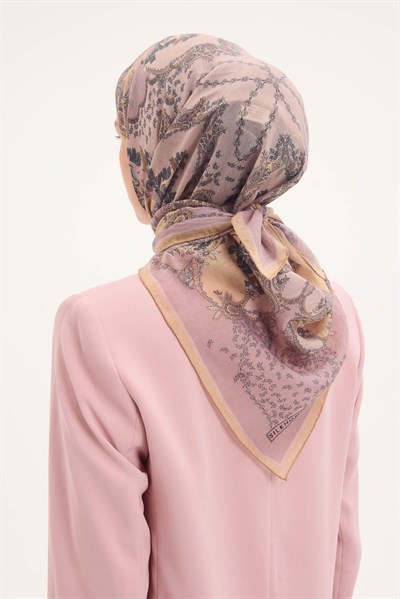 Tencel Monare Eşarp Şal Desen Soluk Lila 90x90