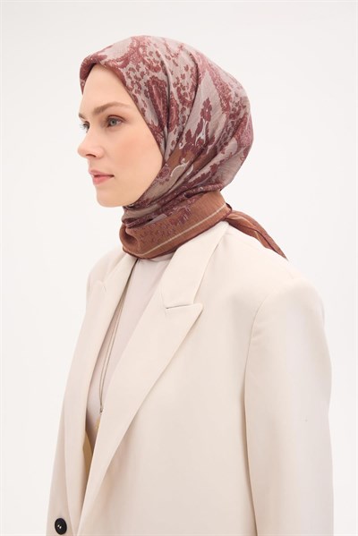 Tencel Monare Eşarp Şal Desen Tarçın 90x90
