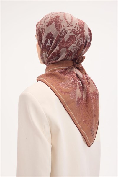 Tencel Monare Eşarp Şal Desen Tarçın 90x90