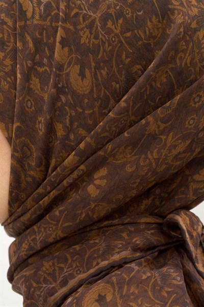 Tencel Monare Eşarp Saray Baharı Desen Acı Kahve 90X90