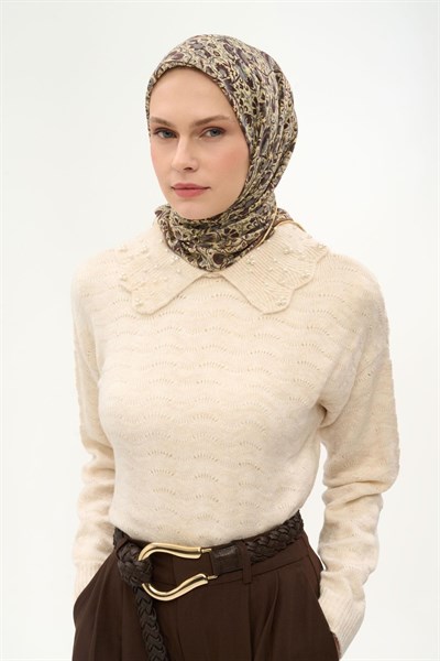 Tencel Monare Eşarp Saray Baharı Desen Butter Yellow 90X90