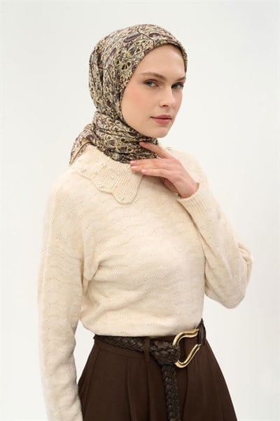 Tencel Monare Eşarp Saray Baharı Desen Butter Yellow 90X90