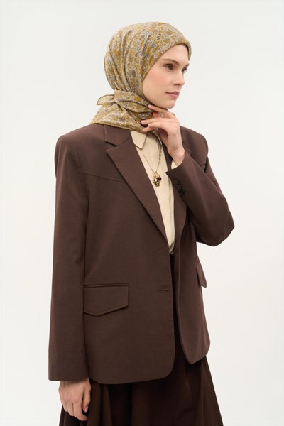 Tencel Monare Eşarp Saray Baharı Desen Gümüş 90X90