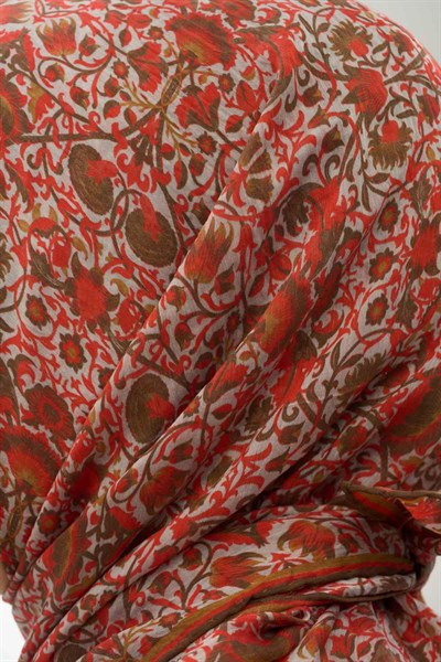 Tencel Monare Eşarp Saray Baharı Desen Gri 90X90