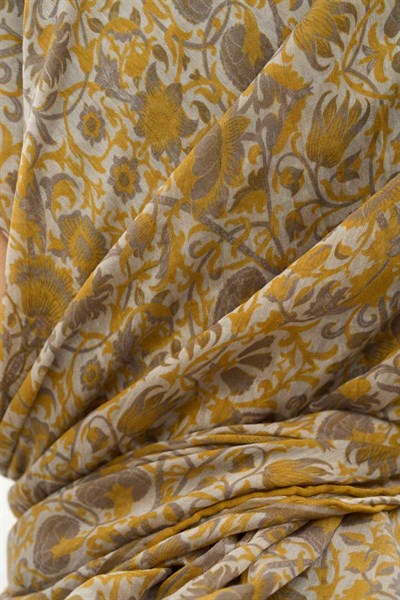 Tencel Monare Eşarp Saray Baharı Desen Gümüş 90X90
