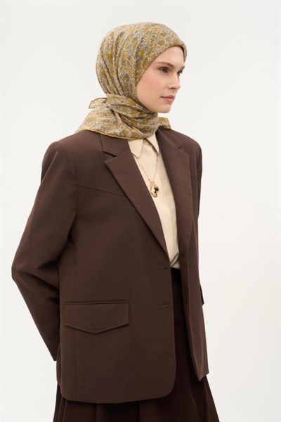 Tencel Monare Eşarp Saray Baharı Desen Gümüş 90X90