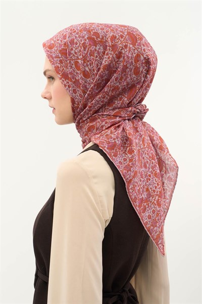 Tencel Monare Eşarp Saray Baharı Desen Lila 90X90