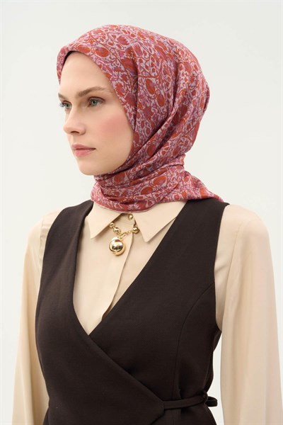 Tencel Monare Eşarp Saray Baharı Desen Lila 90X90