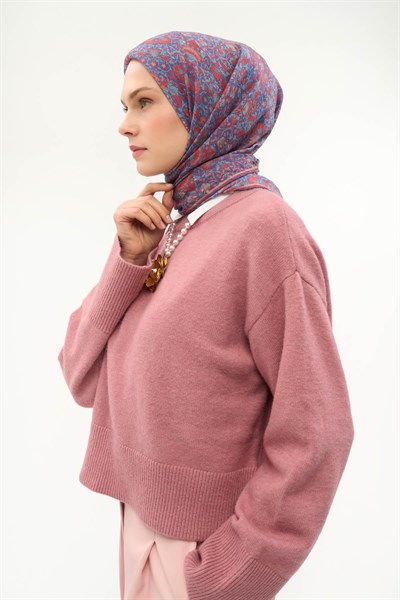 Tencel Monare Eşarp Saray Baharı Desen Morcivert 90X90