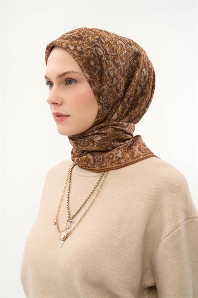 Tencel Monare Eşarp Saray Baharı Desen Taba 90X90