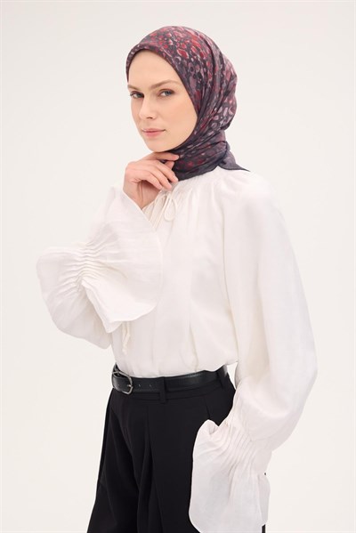 Tencel Monare Eşarp Taş Desen Antrasit 90x90