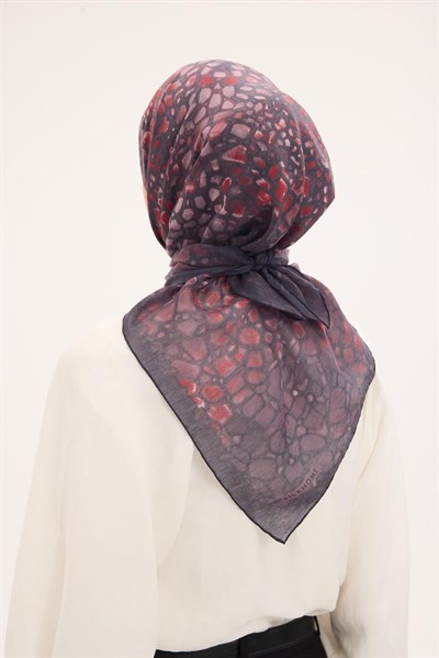 Tencel Monare Eşarp Taş Desen Antrasit 90x90