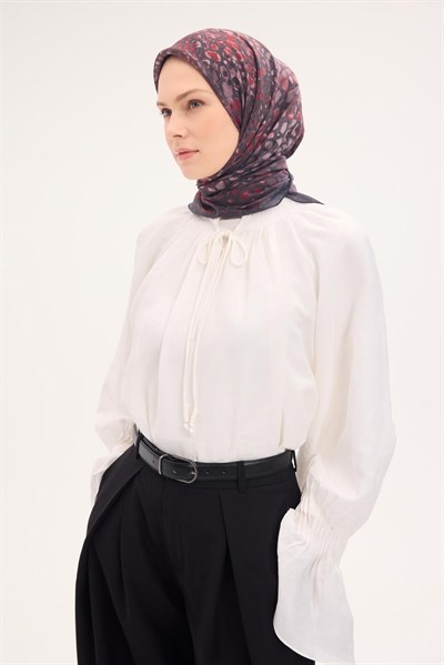 Tencel Monare Eşarp Taş Desen Antrasit 90x90