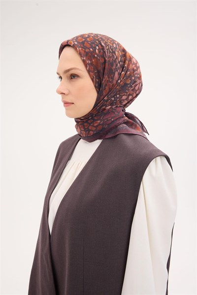 Tencel Monare Eşarp Taş Desen Bordo 90x90