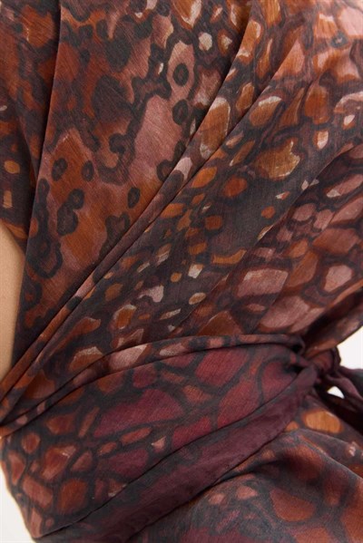 Tencel Monare Eşarp Taş Desen Bordo 90x90