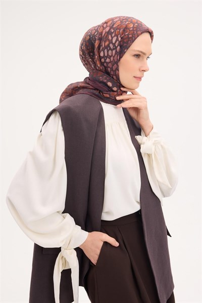 Tencel Monare Eşarp Taş Desen Bordo 90x90