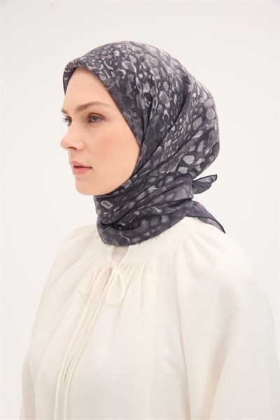 Tencel Monare Eşarp Taş Desen Füme 90x90