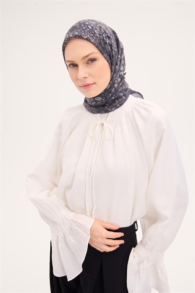 Tencel Monare Eşarp Taş Desen Füme 90x90