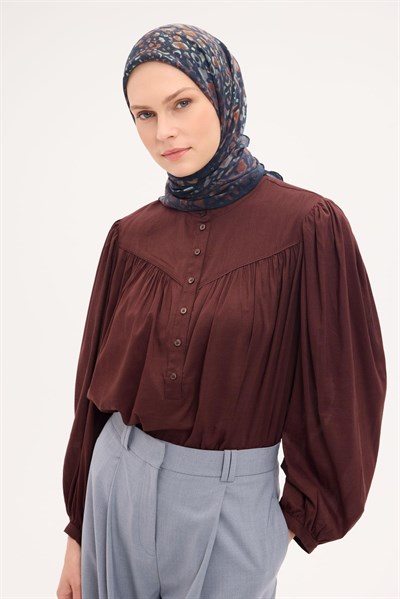 Tencel Monare Eşarp Taş Desen Gece Mavisi 90x90