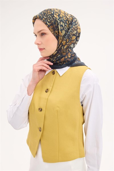 Tencel Monare Eşarp Taş Desen Lacivert 90x90
