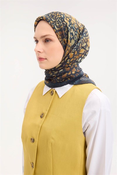 Tencel Monare Eşarp Taş Desen Lacivert 90x90
