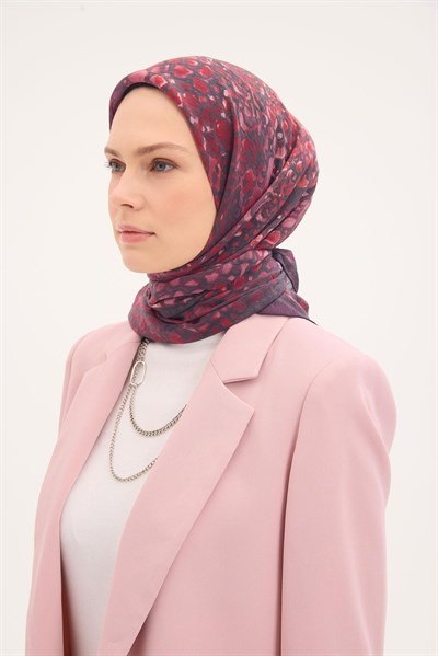 Tencel Monare Eşarp Taş Desen Mor 90x90