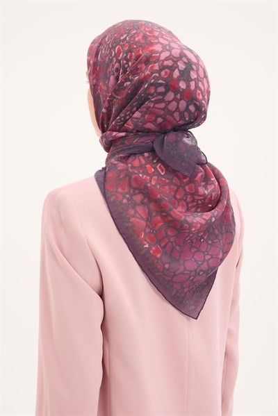 Tencel Monare Eşarp Taş Desen Mor 90x90