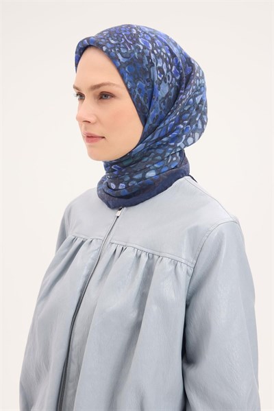 Tencel Monare Eşarp Taş Desen Morcivert 90x90