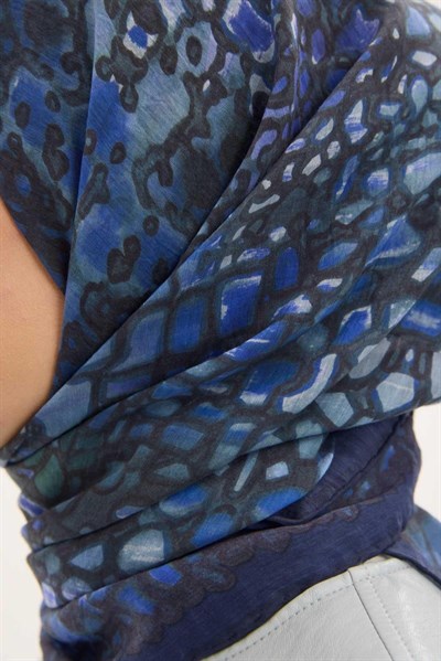 Tencel Monare Eşarp Taş Desen Morcivert 90x90