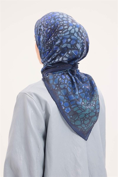 Tencel Monare Eşarp Taş Desen Morcivert 90x90