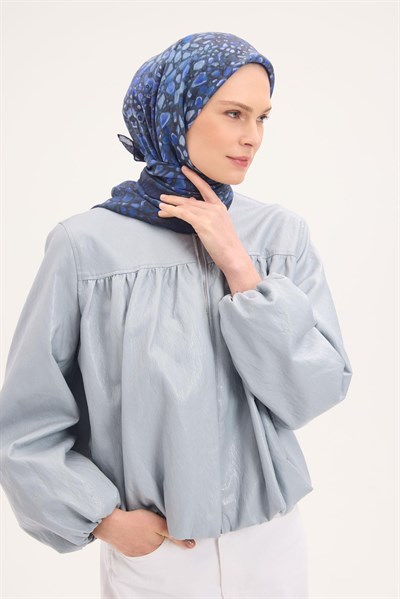 Tencel Monare Eşarp Taş Desen Morcivert 90x90