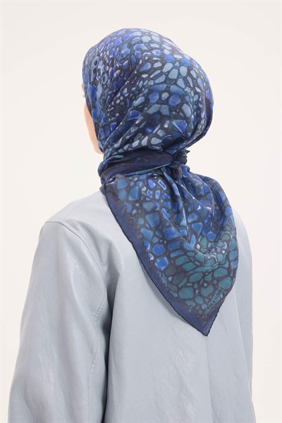 Tencel Monare Eşarp Taş Desen Morcivert 90x90