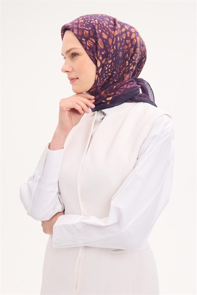 Tencel Monare Eşarp Taş Desen Pembe Mor 90x90