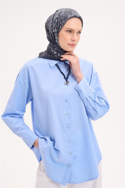 Tencel Monare Eşarp Taş Desen Petrol Mavi 90x90
