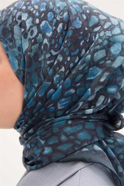 Tencel Monare Eşarp Taş Desen Petrol Yeşili 90x90