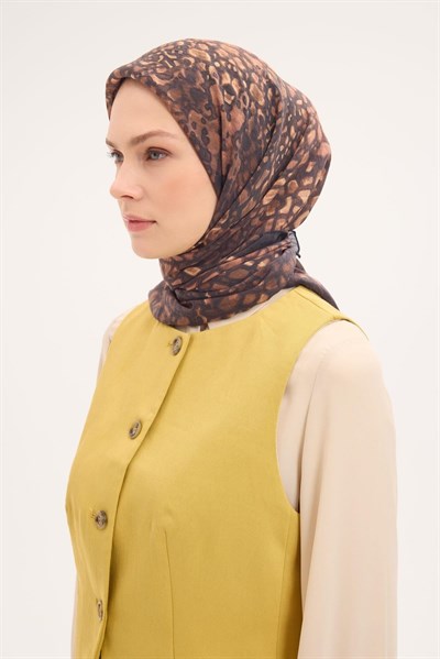 Tencel Monare Eşarp Taş Desen Yeşil Gri 90x90