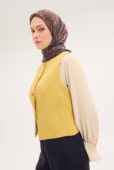 Tencel Monare Eşarp Taş Desen Yeşil Gri 90x90