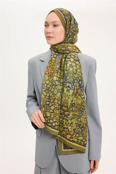 Tencel Monare Yağ Yeşili Taş Desen 75x195