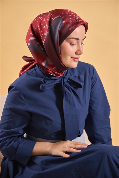 Twill İpek Bloom Eşarp Bordo 90x90