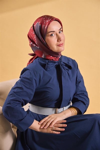Twill İpek Bloom Eşarp Bordo 90x90