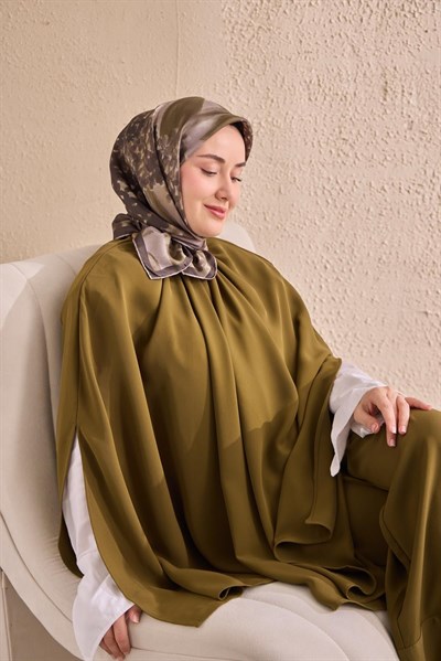Twill İpek Bloom Eşarp Koyu Yeşil  90x90