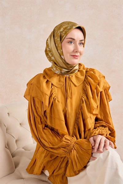 Twill İpek Bloom Eşarp Sarı  90x90