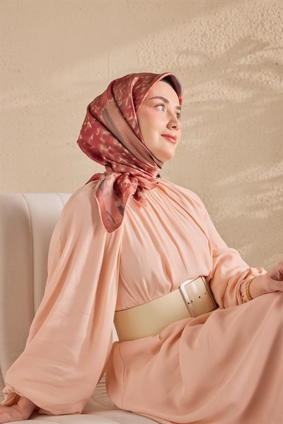Twill İpek Bloom Eşarp Somon 90x90