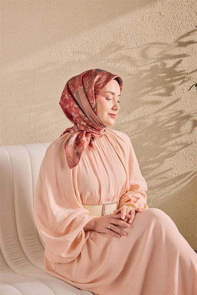 Twill İpek Bloom Eşarp Somon 90x90