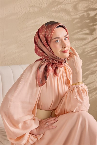Twill İpek Bloom Eşarp Somon 90x90